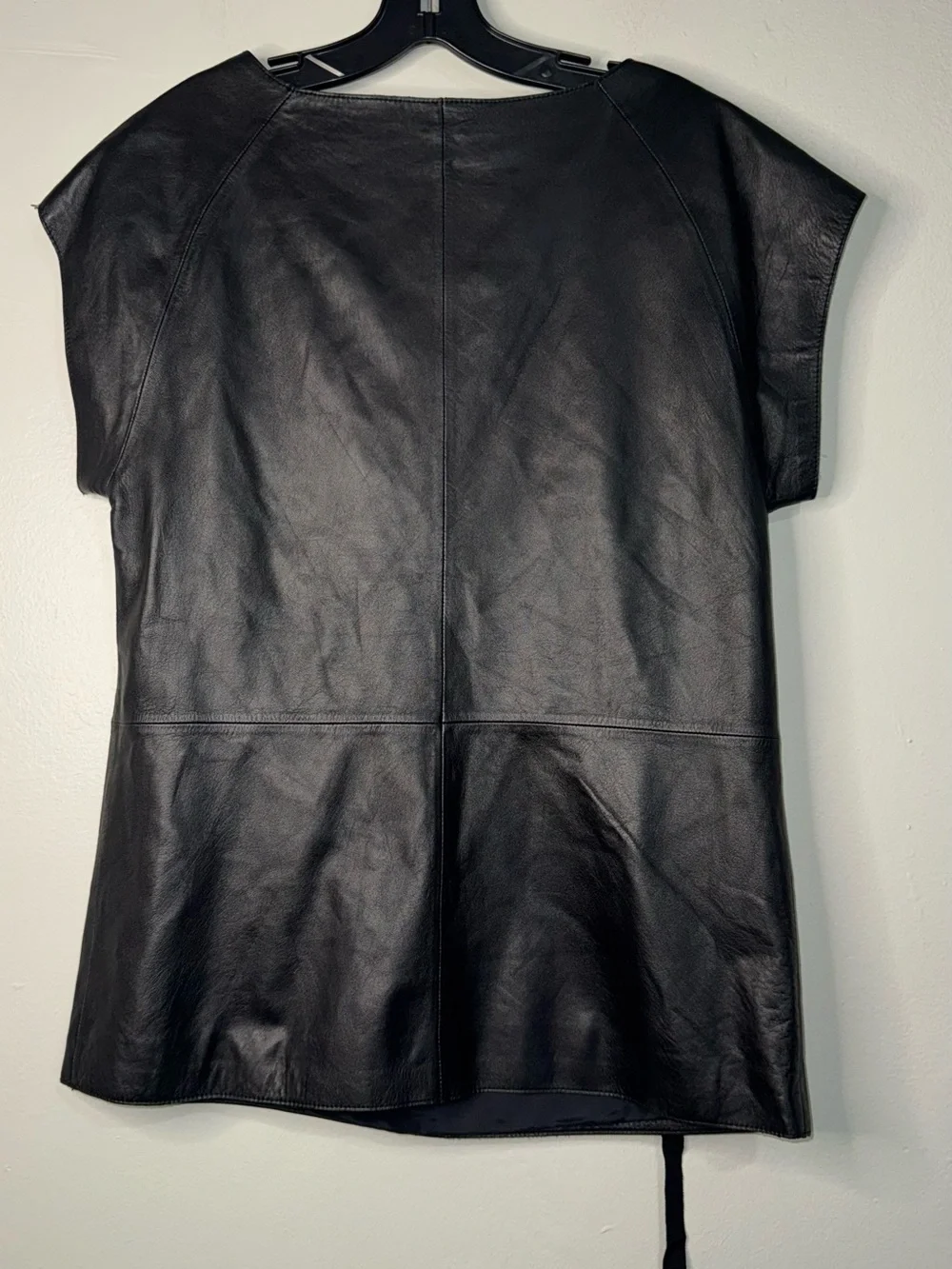 Tory Burch Black Leather Top with Gold Stud Accents